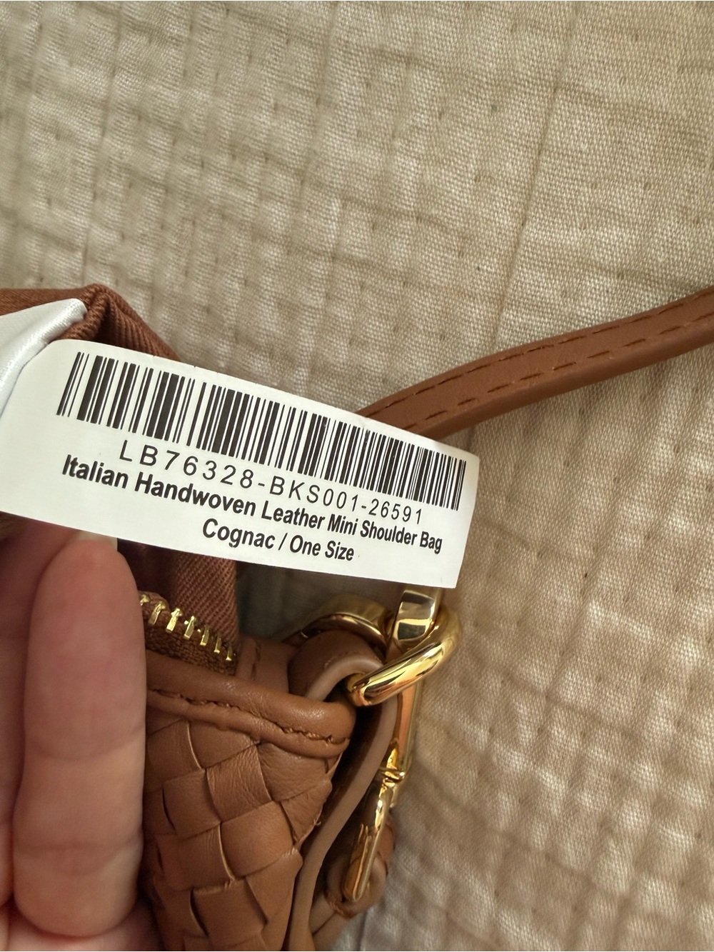 Quince Sloane Woven Leather Crossbody in Cognac LIKE NEW - Picture 7 of 7